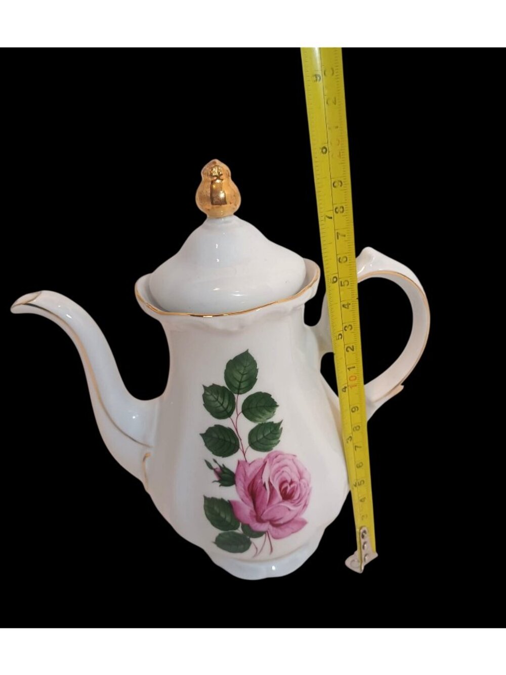 Vtg Rare Winterling Roslau Bavaria Germany Tea Coffee Pot Pink Rose w/ Gold Trim - Picture 11 of 13